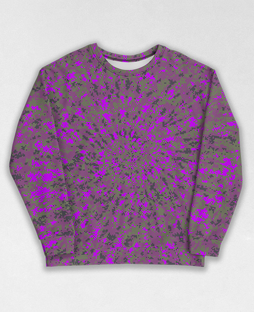 Tie-Dye-Camo Sweatshirt #1819. All over print, precision-cut, and hand-sewn. Super comfortable poly-cotton blend original Digital Camouflage designs by Dan Ellis vague.paris