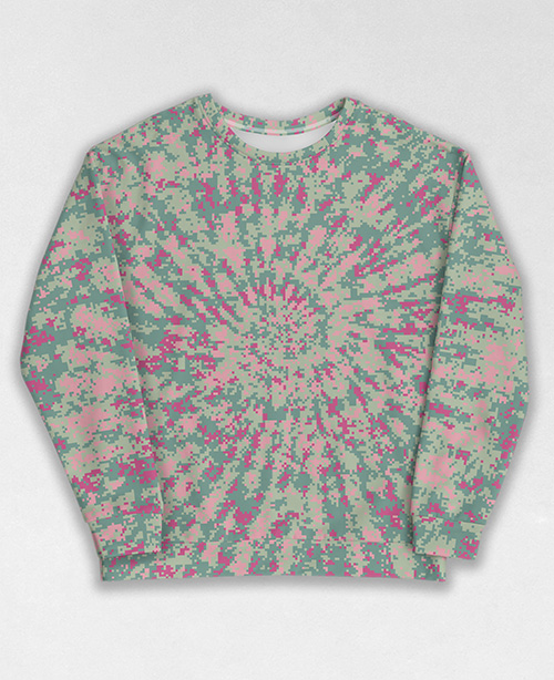 Tie-Dye-Camo Sweatshirt #1827. All over print, precision-cut, and hand-sewn. Super comfortable poly-cotton blend original Digital Camouflage designs by Dan Ellis vague.paris