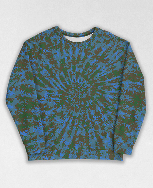 Tie-Dye-Camo Sweatshirt #1828. All over print, precision-cut, and hand-sewn. Super comfortable poly-cotton blend original Digital Camouflage designs by Dan Ellis vague.paris