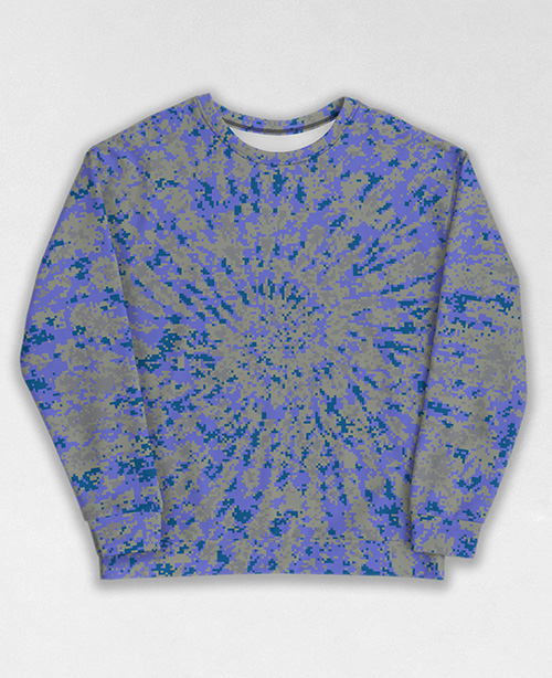 Tie-Dye-Camo Sweatshirt #1833. All over print, precision-cut, and hand-sewn. Super comfortable poly-cotton blend original Digital Camouflage designs by Dan Ellis vague.paris