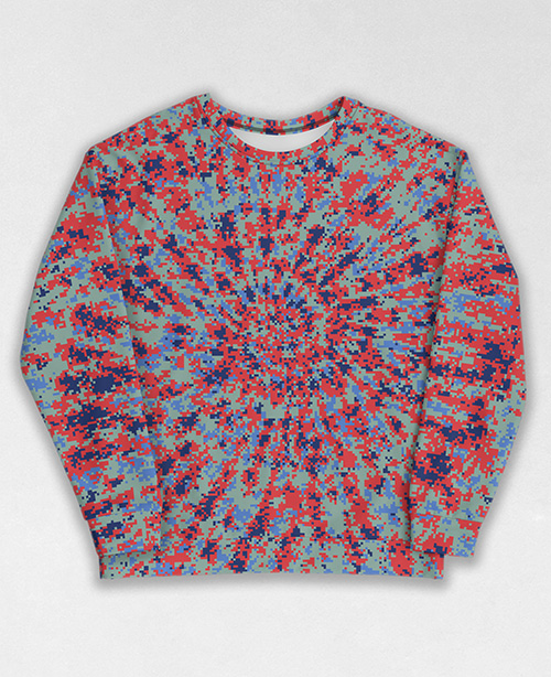 Tie-Dye-Camo Sweatshirt #1842. All over print, precision-cut, and hand-sewn. Super comfortable poly-cotton blend original Digital Camouflage designs by Dan Ellis vague.paris