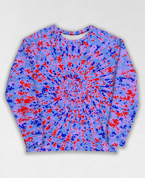 Tie-Dye-Camo Sweatshirt #1845. All over print, precision-cut, and hand-sewn. Super comfortable poly-cotton blend original Digital Camouflage designs by Dan Ellis vague.paris