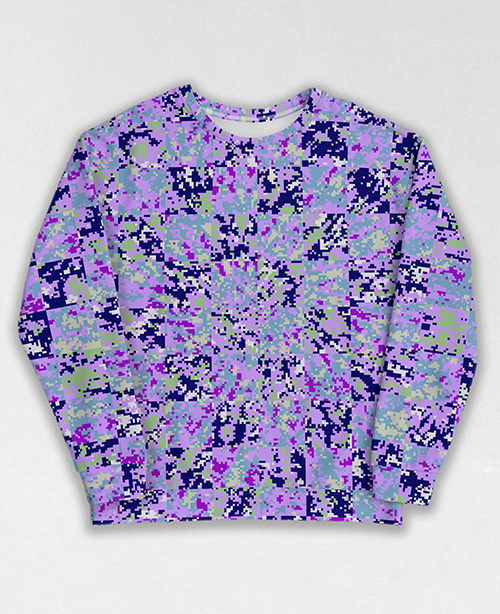 Tie-Dye-Camo Sweatshirt #1848. All over print, precision-cut, and hand-sewn. Super comfortable poly-cotton blend original Digital Camouflage designs by Dan Ellis vague.paris