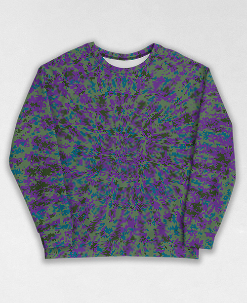 Tie-Dye-Camo Sweatshirt #1857. All over print, precision-cut, and hand-sewn. Super comfortable poly-cotton blend original Digital Camouflage designs by Dan Ellis vague.paris