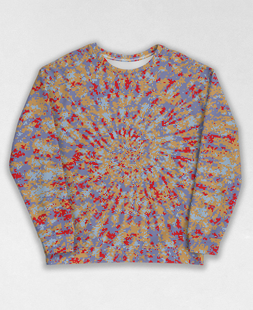 Tie-Dye-Camo Sweatshirt #1858. All over print, precision-cut, and hand-sewn. Super comfortable poly-cotton blend original Digital Camouflage designs by Dan Ellis vague.paris