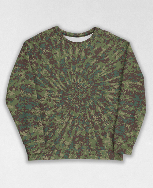 Tie-Dye-Camo Sweatshirt #1862. All over print, precision-cut, and hand-sewn. Super comfortable poly-cotton blend original Digital Camouflage designs by Dan Ellis vague.paris