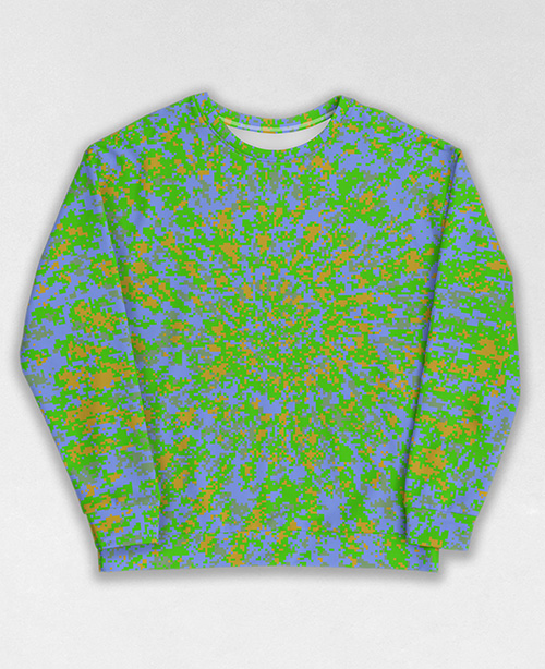 Tie-Dye-Camo Sweatshirt #1866. All over print, precision-cut, and hand-sewn. Super comfortable poly-cotton blend original Digital Camouflage designs by Dan Ellis vague.paris