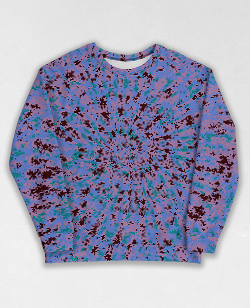 Tie-Dye-Camo Sweatshirt #1867. All over print, precision-cut, and hand-sewn. Super comfortable poly-cotton blend original Digital Camouflage designs by Dan Ellis vague.paris