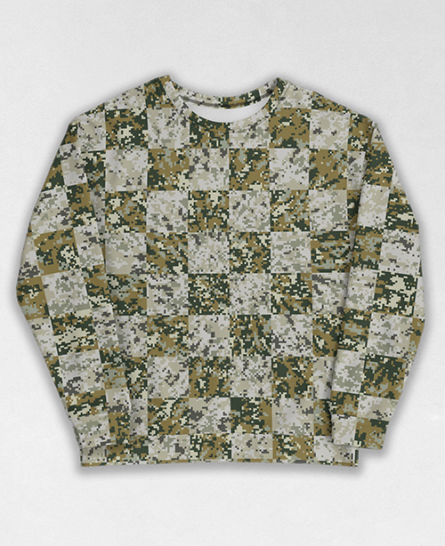 Tie-Dye-Camo Sweatshirt #1874. All over print, precision-cut, and hand-sewn. Super comfortable poly-cotton blend original Digital Camouflage designs by Dan Ellis vague.paris