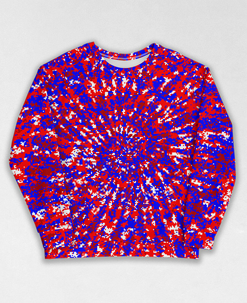 Tie-Dye-Camo Sweatshirt #1875. All over print, precision-cut, and hand-sewn. Super comfortable poly-cotton blend original Digital Camouflage designs by Dan Ellis vague.paris