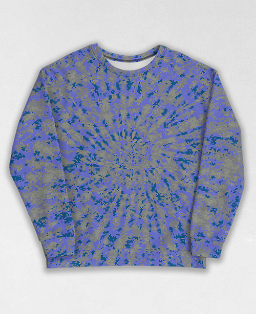 Tie-Dye-Camo Sweatshirt #1880. All over print, precision-cut, and hand-sewn. Super comfortable poly-cotton blend original Digital Camouflage designs by Dan Ellis vague.paris