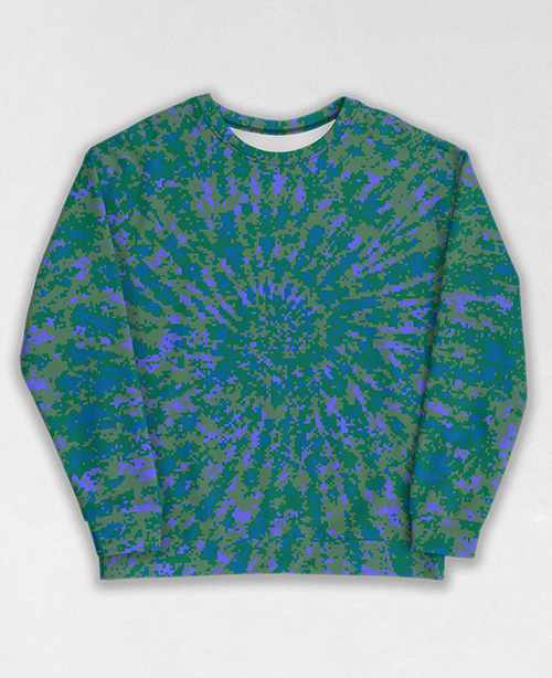 Tie-Dye-Camo Sweatshirt #1888. All over print, precision-cut, and hand-sewn. Super comfortable poly-cotton blend original Digital Camouflage designs by Dan Ellis vague.paris