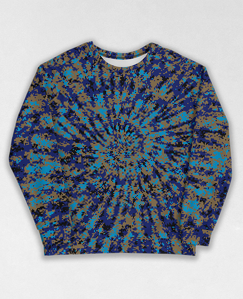 Tie-Dye-Camo Sweatshirt #1892. All over print, precision-cut, and hand-sewn. Super comfortable poly-cotton blend original Digital Camouflage designs by Dan Ellis vague.paris