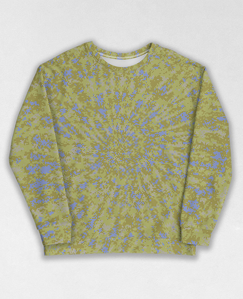 Tie-Dye-Camo Sweatshirt #1896. All over print, precision-cut, and hand-sewn. Super comfortable poly-cotton blend original Digital Camouflage designs by Dan Ellis vague.paris