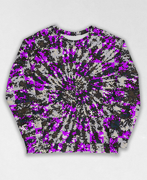 Tie-Dye-Camo Sweatshirt #1897. All over print, precision-cut, and hand-sewn. Super comfortable poly-cotton blend original Digital Camouflage designs by Dan Ellis vague.paris