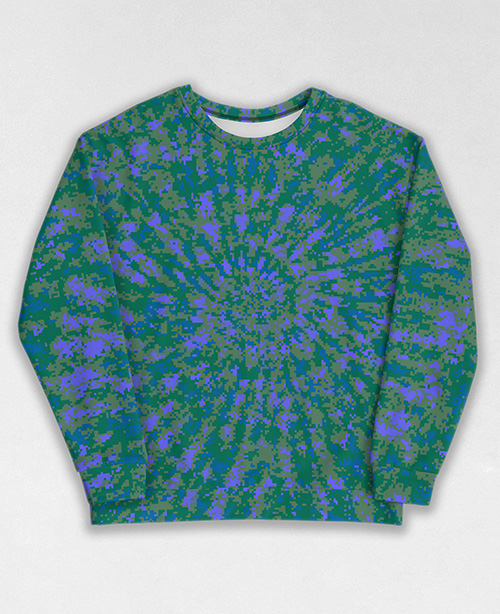 Tie-Dye-Camo Sweatshirt #1898. All over print, precision-cut, and hand-sewn. Super comfortable poly-cotton blend original Digital Camouflage designs by Dan Ellis vague.paris