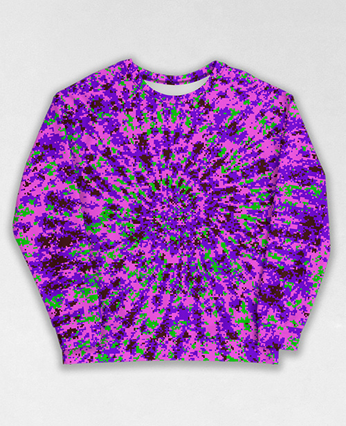 Tie-Dye-Camo Sweatshirt #1902. All over print, precision-cut, and hand-sewn. Super comfortable poly-cotton blend original Digital Camouflage designs by Dan Ellis vague.paris