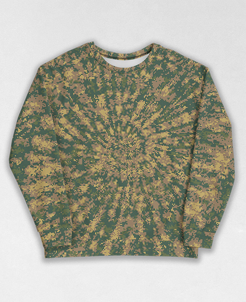 Tie-Dye-Camo Sweatshirt #1904. All over print, precision-cut, and hand-sewn. Super comfortable poly-cotton blend original Digital Camouflage designs by Dan Ellis vague.paris