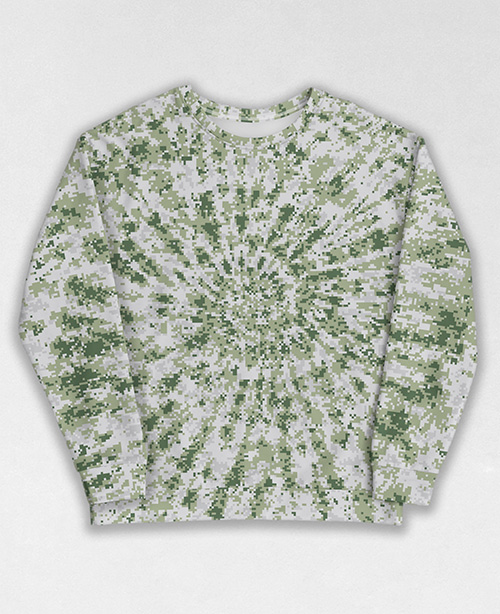 Tie-Dye-Camo Sweatshirt #1905. All over print, precision-cut, and hand-sewn. Super comfortable poly-cotton blend original Digital Camouflage designs by Dan Ellis vague.paris