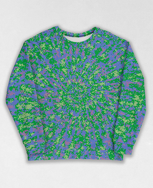 Tie-Dye-Camo Sweatshirt #1910. All over print, precision-cut, and hand-sewn. Super comfortable poly-cotton blend original Digital Camouflage designs by Dan Ellis vague.paris