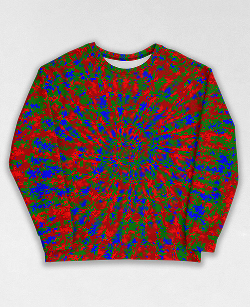 Tie-Dye-Camo Sweatshirt #1912. All over print, precision-cut, and hand-sewn. Super comfortable poly-cotton blend original Digital Camouflage designs by Dan Ellis vague.paris