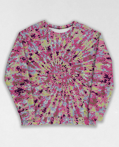 Tie-Dye-Camo Sweatshirt #1916. All over print, precision-cut, and hand-sewn. Super comfortable poly-cotton blend original Digital Camouflage designs by Dan Ellis vague.paris