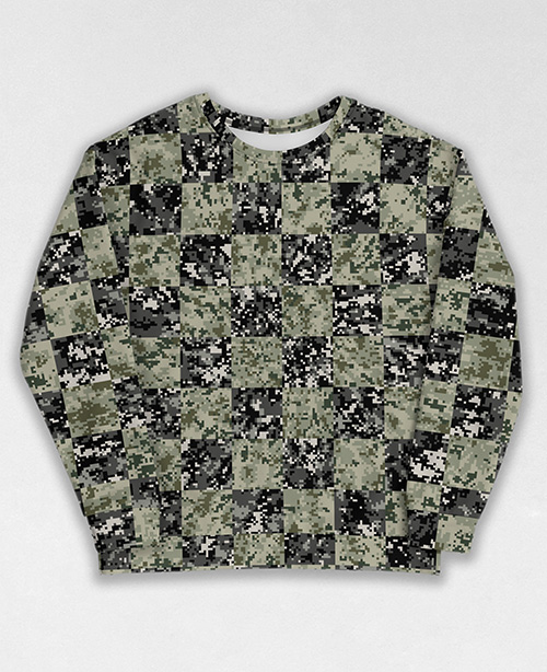 Tie-Dye-Camo Sweatshirt #1917. All over print, precision-cut, and hand-sewn. Super comfortable poly-cotton blend original Digital Camouflage designs by Dan Ellis vague.paris