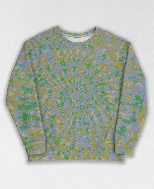 Tie-Dye-Camo Sweatshirt #1918. All over print, precision-cut, and hand-sewn. Super comfortable poly-cotton blend original Digital Camouflage designs by Dan Ellis vague.paris