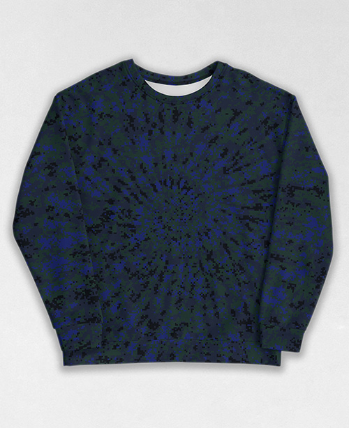 Tie-Dye-Camo Sweatshirt #1919. All over print, precision-cut, and hand-sewn. Super comfortable poly-cotton blend original Digital Camouflage designs by Dan Ellis vague.paris