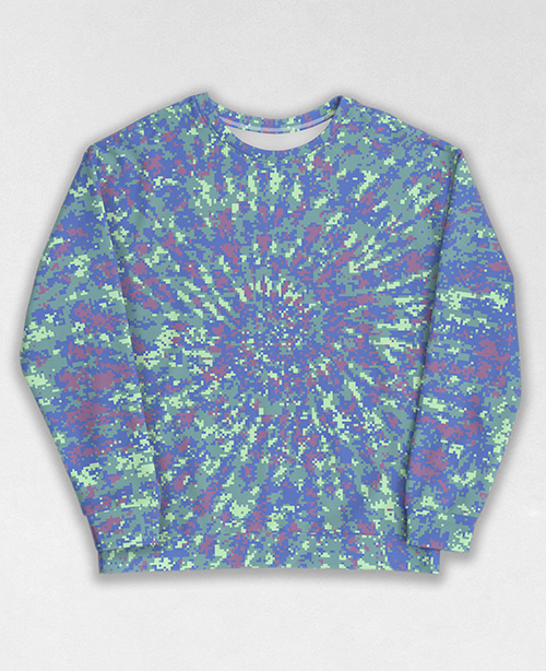 Tie-Dye-Camo Sweatshirt #1923. All over print, precision-cut, and hand-sewn. Super comfortable poly-cotton blend original Digital Camouflage designs by Dan Ellis vague.paris