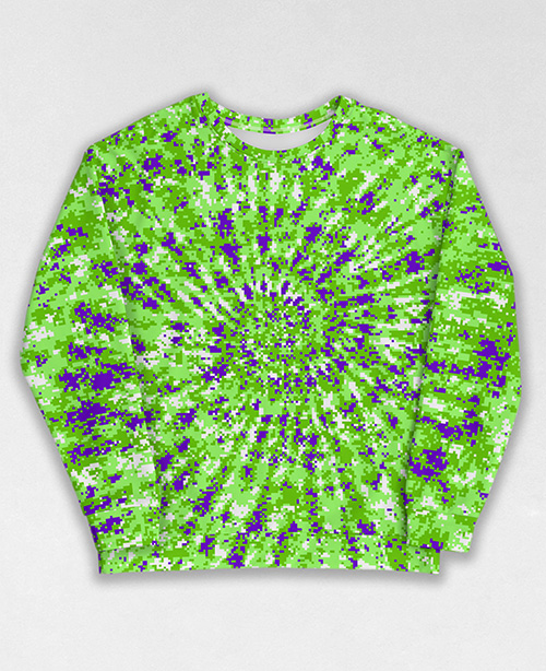 Tie-Dye-Camo Sweatshirt #1927. All over print, precision-cut, and hand-sewn. Super comfortable poly-cotton blend original Digital Camouflage designs by Dan Ellis vague.paris