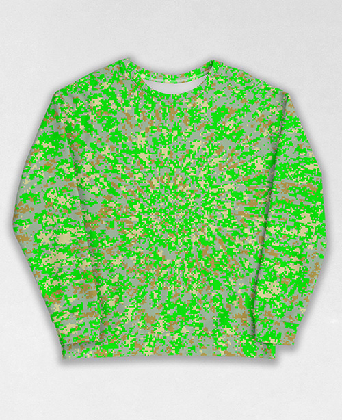 Tie-Dye-Camo Sweatshirt #1933. All over print, precision-cut, and hand-sewn. Super comfortable poly-cotton blend original Digital Camouflage designs by Dan Ellis vague.paris