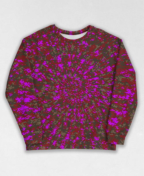 Tie-Dye-Camo Sweatshirt #1937. All over print, precision-cut, and hand-sewn. Super comfortable poly-cotton blend original Digital Camouflage designs by Dan Ellis vague.paris