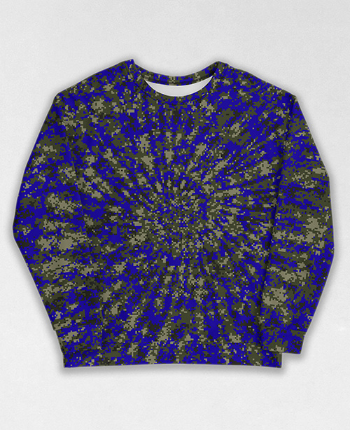 Tie-Dye-Camo Sweatshirt #1941. All over print, precision-cut, and hand-sewn. Super comfortable poly-cotton blend original Digital Camouflage designs by Dan Ellis vague.paris