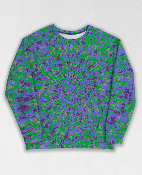 Tie-Dye-Camo Sweatshirt #1943. All over print, precision-cut, and hand-sewn. Super comfortable poly-cotton blend original Digital Camouflage designs by Dan Ellis vague.paris