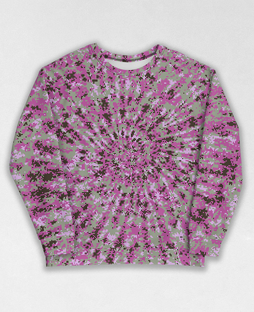 Tie-Dye-Camo Sweatshirt #1945. All over print, precision-cut, and hand-sewn. Super comfortable poly-cotton blend original Digital Camouflage designs by Dan Ellis vague.paris