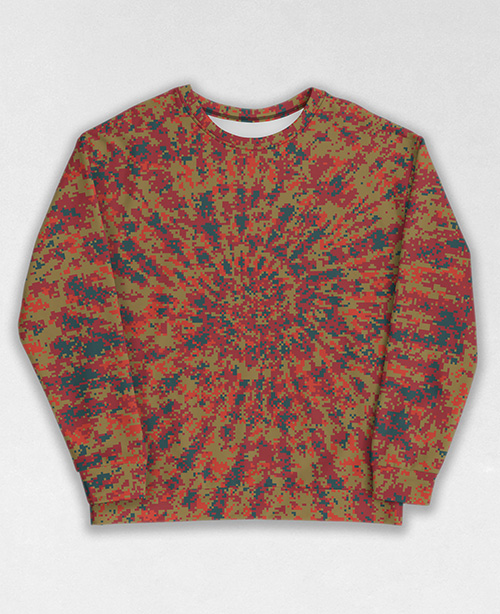 Tie-Dye-Camo Sweatshirt #1951. All over print, precision-cut, and hand-sewn. Super comfortable poly-cotton blend original Digital Camouflage designs by Dan Ellis vague.paris