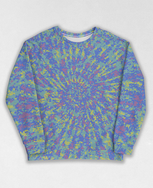 Tie-Dye-Camo Sweatshirt #1953. All over print, precision-cut, and hand-sewn. Super comfortable poly-cotton blend original Digital Camouflage designs by Dan Ellis vague.paris