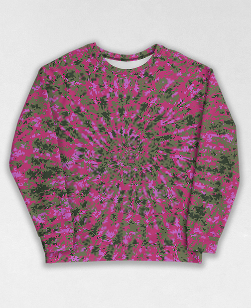 Tie-Dye-Camo Sweatshirt #1955. All over print, precision-cut, and hand-sewn. Super comfortable poly-cotton blend original Digital Camouflage designs by Dan Ellis vague.paris