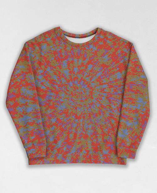 Tie-Dye-Camo Sweatshirt #1957. All over print, precision-cut, and hand-sewn. Super comfortable poly-cotton blend original Digital Camouflage designs by Dan Ellis vague.paris