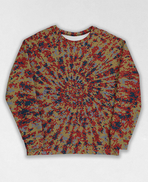 Tie-Dye-Camo Sweatshirt #1959. All over print, precision-cut, and hand-sewn. Super comfortable poly-cotton blend original Digital Camouflage designs by Dan Ellis vague.paris