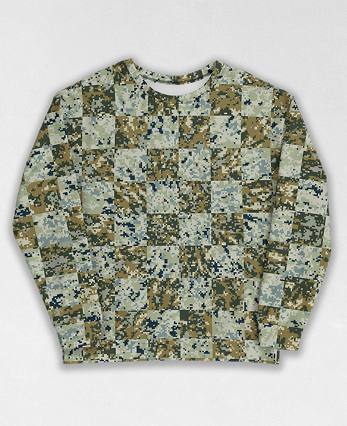 Tie-Dye-Camo Sweatshirt #1960. All over print, precision-cut, and hand-sewn. Super comfortable poly-cotton blend original Digital Camouflage designs by Dan Ellis vague.paris