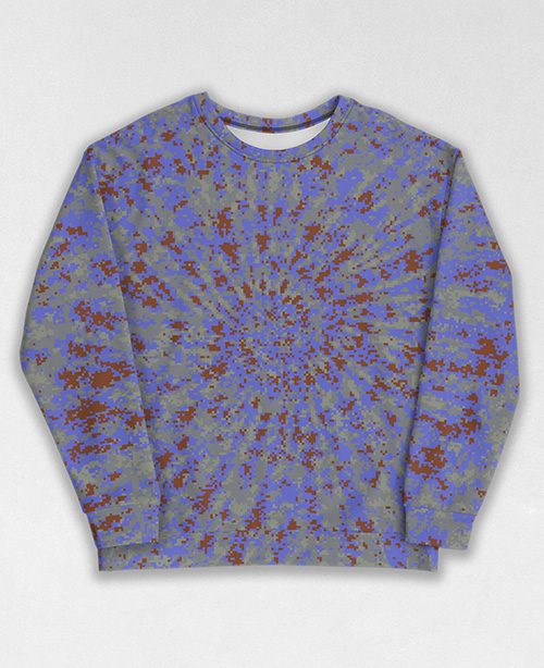 Tie-Dye-Camo Sweatshirt #1961. All over print, precision-cut, and hand-sewn. Super comfortable poly-cotton blend original Digital Camouflage designs by Dan Ellis vague.paris