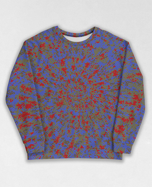 Tie-Dye-Camo Sweatshirt #1965. All over print, precision-cut, and hand-sewn. Super comfortable poly-cotton blend original Digital Camouflage designs by Dan Ellis vague.paris