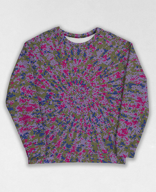 Tie-Dye-Camo Sweatshirt #1967. All over print, precision-cut, and hand-sewn. Super comfortable poly-cotton blend original Digital Camouflage designs by Dan Ellis vague.paris