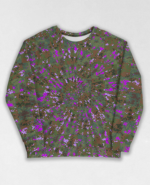 Tie-Dye-Camo Sweatshirt #1970. All over print, precision-cut, and hand-sewn. Super comfortable poly-cotton blend original Digital Camouflage designs by Dan Ellis vague.paris