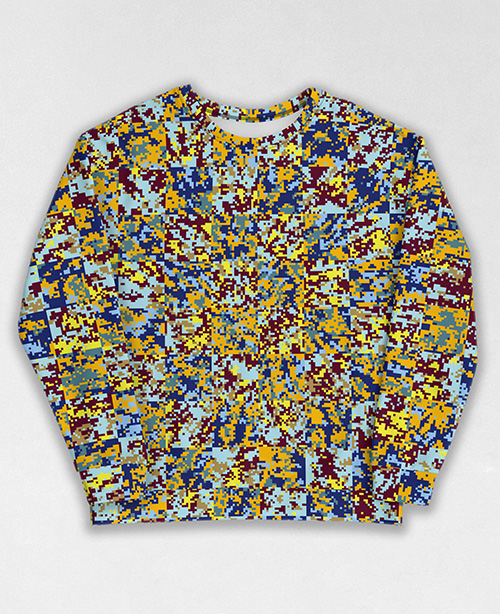 Tie-Dye-Camo Sweatshirt #1971. All over print, precision-cut, and hand-sewn. Super comfortable poly-cotton blend original Digital Camouflage designs by Dan Ellis vague.paris