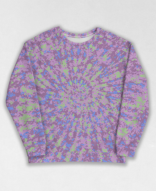 Tie-Dye-Camo Sweatshirt #1973. All over print, precision-cut, and hand-sewn. Super comfortable poly-cotton blend original Digital Camouflage designs by Dan Ellis vague.paris