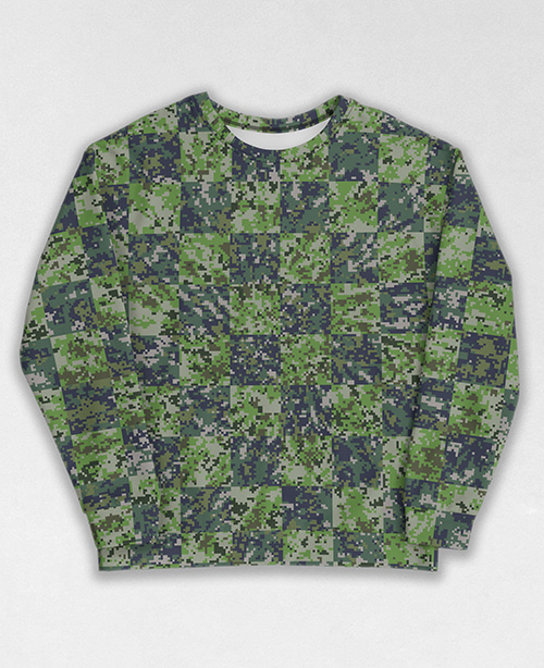 Tie-Dye-Camo Sweatshirt #1986. All over print, precision-cut, and hand-sewn. Super comfortable poly-cotton blend original Digital Camouflage designs by Dan Ellis vague.paris