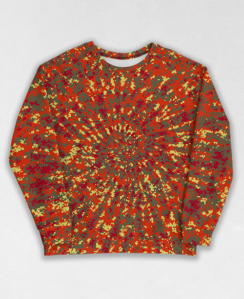 Tie-Dye-Camo Sweatshirt #1990. All over print, precision-cut, and hand-sewn. Super comfortable poly-cotton blend original Digital Camouflage designs by Dan Ellis vague.paris